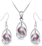 Set 925 Sterling Silver 100% Natural Freshwater Pearl Jewelry 