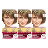 L'Oreal Paris Excellence Crème Permanent Hair Dye, Triple Care Hair Color with Hyaluronic Acid for 100% Gray Coverage, 4 Dark Brown, 1 Kit (Packaging May Vary)