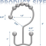 Titanker Shower Curtain Hooks Rings, Rust Resistant Metal Minimalist Simple Double Glide Shower Hooks for Bathroom Shower Rods Curtains, Set of 12 Hooks - Black