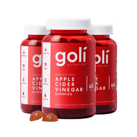 Goli Vitaminas en gomitas de vinagre de sidra de manzana, 60 unidades, vitaminas B9 y B12, sin gelatina, sin gluten, veganas y sin OMG