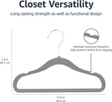 Amazon Basics Kids Space Saving Velvet Non-Slip Clothes Hangers with Shoulder Notches for Infant and Toddler, 11.6", Beige, 50-Pack