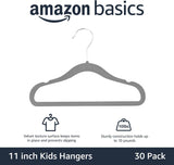 Amazon Basics Kids Space Saving Velvet Non-Slip Clothes Hangers with Shoulder Notches for Infant and Toddler, 11.6", Beige, 50-Pack