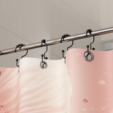 Titanker Shower Curtain Hooks Rings, Rust Resistant Metal Minimalist Simple Double Glide Shower Hooks for Bathroom Shower Rods Curtains, Set of 12 Hooks - Black