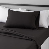 Amazon Basics Lightweight Super Soft Easy Care Wrinkle-Free Breathable Brushed Microfiber 3-Piece Bed Sheet Set with 14-Inch Deep Pockets, Twin, Dark Gray, Solid