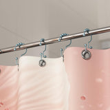 Titanker Shower Curtain Hooks Rings, Rust Resistant Metal Minimalist Simple Double Glide Shower Hooks for Bathroom Shower Rods Curtains, Set of 12 Hooks - Black
