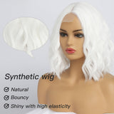 Short Ombre Wavy Wig for Women 14 Inch Shoulder Length Middle Part Curly Wavy Bob Wig Natural Looking Synthetic Heat Resistant Fiber Wig for Daily Party Use