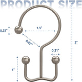 Titanker Shower Curtain Hooks Rings, Rust Resistant Metal Minimalist Simple Double Glide Shower Hooks for Bathroom Shower Rods Curtains, Set of 12 Hooks - Black