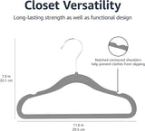 Amazon Basics Kids Space Saving Velvet Non-Slip Clothes Hangers with Shoulder Notches for Infant and Toddler, 11.6", Beige, 50-Pack