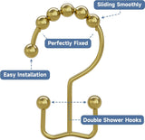 Titanker Shower Curtain Hooks Rings, Rust Resistant Metal Minimalist Simple Double Glide Shower Hooks for Bathroom Shower Rods Curtains, Set of 12 Hooks - Black
