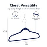 Amazon Basics Slim Velvet Non-Slip Space Saving Suit Clothes Hangers, Closet Organizer, Black, 50-Pack