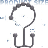 Titanker Shower Curtain Hooks Rings, Rust Resistant Metal Minimalist Simple Double Glide Shower Hooks for Bathroom Shower Rods Curtains, Set of 12 Hooks - Black