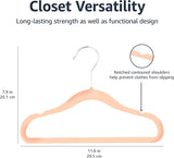 Amazon Basics Kids Space Saving Velvet Non-Slip Clothes Hangers with Shoulder Notches for Infant and Toddler, 11.6", Beige, 50-Pack