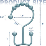Titanker Shower Curtain Hooks Rings, Rust Resistant Metal Minimalist Simple Double Glide Shower Hooks for Bathroom Shower Rods Curtains, Set of 12 Hooks - Black