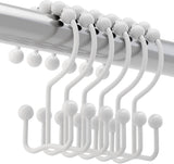 Titanker Shower Curtain Hooks Rings, Rust Resistant Metal Minimalist Simple Double Glide Shower Hooks for Bathroom Shower Rods Curtains, Set of 12 Hooks - Black
