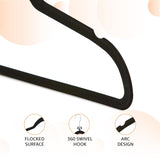 Amazon Basics Slim Velvet Non-Slip Space Saving Suit Clothes Hangers, Closet Organizer, Black, 50-Pack