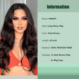 Long Ombre Blonde Wigs for Women 26 inch Long Wavy Middle Part Wig Ombre Blonde Wigs Upgraded Protein Fiber Hair Replacement Wig Cosplay Costume Halloween Wig(26'' Brown Ombre Blonde)