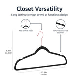 Amazon Basics Slim Velvet Non-Slip Space Saving Suit Clothes Hangers, Closet Organizer, Black, 50-Pack