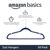 Amazon Basics Slim Velvet Non-Slip Space Saving Suit Clothes Hangers, Closet Organizer, Black, 50-Pack