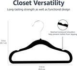 Amazon Basics Kids Space Saving Velvet Non-Slip Clothes Hangers with Shoulder Notches for Infant and Toddler, 11.6", Beige, 50-Pack