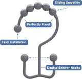 Titanker Shower Curtain Hooks Rings, Rust Resistant Metal Minimalist Simple Double Glide Shower Hooks for Bathroom Shower Rods Curtains, Set of 12 Hooks - Black