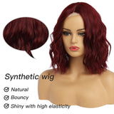 Short Ombre Wavy Wig for Women 14 Inch Shoulder Length Middle Part Curly Wavy Bob Wig Natural Looking Synthetic Heat Resistant Fiber Wig for Daily Party Use