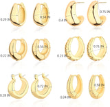 Wgoud 6 Pairs Chunky Gold Hoop Earrings for Women, 14K Gold Plated Hoop Earrings Hypoallergenic, Thick Lightweight Twisted Huggie Hoops Earring Set for Women’s Jewelry GIfts