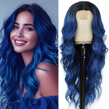 Long Ombre Blonde Wigs for Women 26 inch Long Wavy Middle Part Wig Ombre Blonde Wigs Upgraded Protein Fiber Hair Replacement Wig Cosplay Costume Halloween Wig(26'' Brown Ombre Blonde)