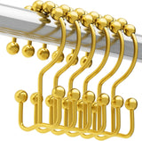 Titanker Shower Curtain Hooks Rings, Rust Resistant Metal Minimalist Simple Double Glide Shower Hooks for Bathroom Shower Rods Curtains, Set of 12 Hooks - Black