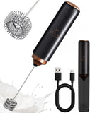 Zulay Kitchen Powerful Milk Frother Wand With Duracell Batteries - Ultra Fast Handheld Drink Mixer - Electric Whisk Foam Maker for Coffee, Lattes, Cappuccino & Matcha - Triple Whisk - Black