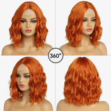 Short Ombre Wavy Wig for Women 14 Inch Shoulder Length Middle Part Curly Wavy Bob Wig Natural Looking Synthetic Heat Resistant Fiber Wig for Daily Party Use
