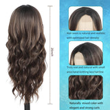 Long Ombre Blonde Wigs for Women 26 inch Long Wavy Middle Part Wig Ombre Blonde Wigs Upgraded Protein Fiber Hair Replacement Wig Cosplay Costume Halloween Wig(26'' Brown Ombre Blonde)