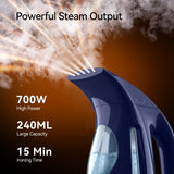 HiLIFE Steamer for Clothes, Portable Handheld Design, 240ml Big Capacity, 700W, Strong Penetrating Steam, Removes Wrinkle, for Home, Office(ONLY FOR 120V)-(Ocean Blue)
