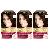 L'Oreal Paris Excellence Crème Permanent Hair Dye, Triple Care Hair Color with Hyaluronic Acid for 100% Gray Coverage, 4 Dark Brown, 1 Kit (Packaging May Vary)
