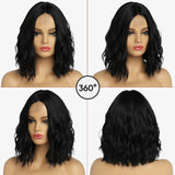 Short Ombre Wavy Wig for Women 14 Inch Shoulder Length Middle Part Curly Wavy Bob Wig Natural Looking Synthetic Heat Resistant Fiber Wig for Daily Party Use