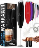 Zulay Kitchen Powerful Milk Frother Wand With Duracell Batteries - Ultra Fast Handheld Drink Mixer - Electric Whisk Foam Maker for Coffee, Lattes, Cappuccino & Matcha - Triple Whisk - Black