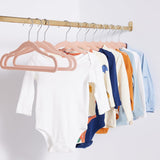 Amazon Basics Kids Space Saving Velvet Non-Slip Clothes Hangers with Shoulder Notches for Infant and Toddler, 11.6", Beige, 50-Pack