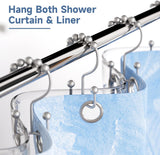 Titanker Shower Curtain Hooks Rings, Rust Resistant Metal Minimalist Simple Double Glide Shower Hooks for Bathroom Shower Rods Curtains, Set of 12 Hooks - Black