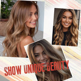 Long Ombre Blonde Wigs for Women 26 inch Long Wavy Middle Part Wig Ombre Blonde Wigs Upgraded Protein Fiber Hair Replacement Wig Cosplay Costume Halloween Wig(26'' Brown Ombre Blonde)