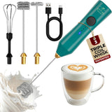 Zulay Kitchen Powerful Milk Frother Wand With Duracell Batteries - Ultra Fast Handheld Drink Mixer - Electric Whisk Foam Maker for Coffee, Lattes, Cappuccino & Matcha - Triple Whisk - Black
