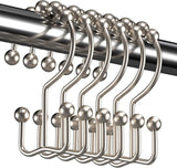Titanker Shower Curtain Hooks Rings, Rust Resistant Metal Minimalist Simple Double Glide Shower Hooks for Bathroom Shower Rods Curtains, Set of 12 Hooks - Black