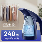 HiLIFE Steamer for Clothes, Portable Handheld Design, 240ml Big Capacity, 700W, Strong Penetrating Steam, Removes Wrinkle, for Home, Office(ONLY FOR 120V)-(Ocean Blue)