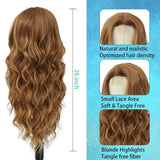Long Ombre Blonde Wigs for Women 26 inch Long Wavy Middle Part Wig Ombre Blonde Wigs Upgraded Protein Fiber Hair Replacement Wig Cosplay Costume Halloween Wig(26'' Brown Ombre Blonde)