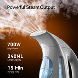 HiLIFE Steamer for Clothes, Portable Handheld Design, 240ml Big Capacity, 700W, Strong Penetrating Steam, Removes Wrinkle, for Home, Office(ONLY FOR 120V)-(Ocean Blue)