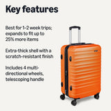 Amazon Basics 3-Piece Hardshell Suitcases Set (21", 26", 30"), Expandable For Up to 25% More Space, With Scratch-Resistant Finish, Four Multi-Directional Wheels, Rose Gold