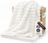 Bedsure GentleSoft White Throw Blanket for Couch - Halloween Decorations for Fall Home Living Room Decor, Cozy Fleece Blanket, Christmas Birthday Gifts for Women Mom Her Girls, Off White, 50x60 in