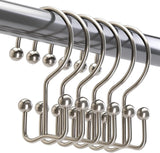 Titanker Shower Curtain Hooks Rings, Rust Resistant Metal Minimalist Simple Double Glide Shower Hooks for Bathroom Shower Rods Curtains, Set of 12 Hooks - Black