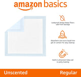 Amazon Basics Leak-Proof Dog and Puppy Potty Training Pee Pads with Quick-Dry 5-Layer Super Absorbent Design, Regular Size 22 x 22 inch, Blue & White, 100 Count
