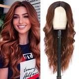 Long Ombre Blonde Wigs for Women 26 inch Long Wavy Middle Part Wig Ombre Blonde Wigs Upgraded Protein Fiber Hair Replacement Wig Cosplay Costume Halloween Wig(26'' Brown Ombre Blonde)