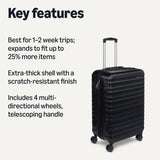Amazon Basics 3-Piece Hardshell Suitcases Set (21", 26", 30"), Expandable For Up to 25% More Space, With Scratch-Resistant Finish, Four Multi-Directional Wheels, Rose Gold
