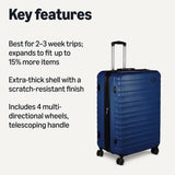 Amazon Basics 3-Piece Hardshell Suitcases Set (21", 26", 30"), Expandable For Up to 25% More Space, With Scratch-Resistant Finish, Four Multi-Directional Wheels, Rose Gold